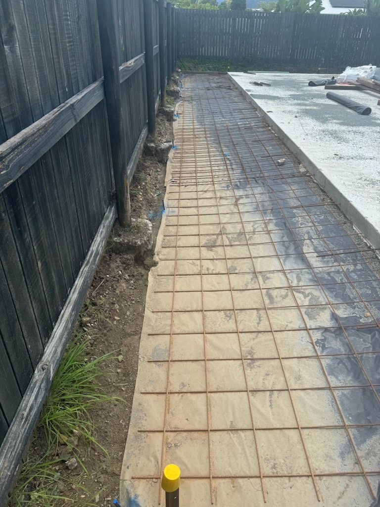 Reinforcing mesh laid in formwork ready for a concrete pour